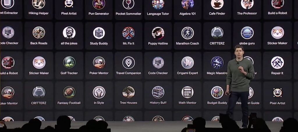 Sam Altman on Stage introducing custom GPTs